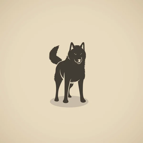 Vector Illustratie Ontwerp Van Zwarte Siberische Husky Hond Bruine Achtergrond — Stockvector