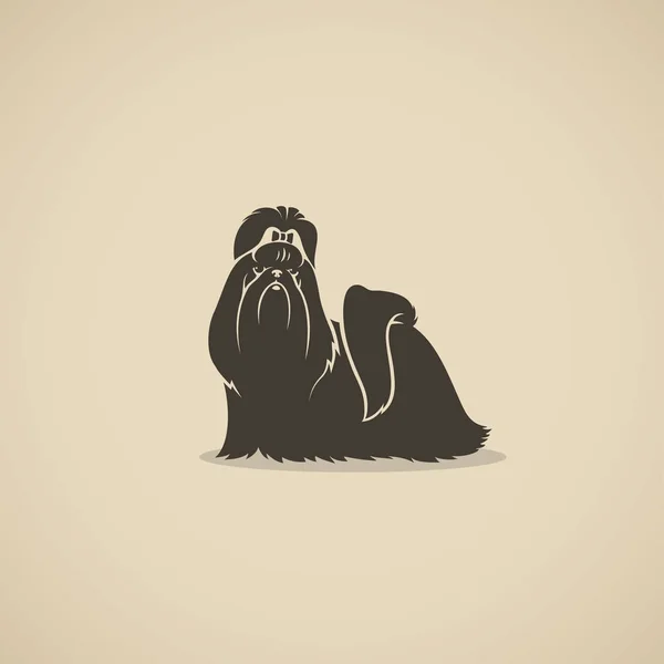 Desenho Ilustração Vetorial Cão Preto Shih Tzu Fundo — Vetor de Stock