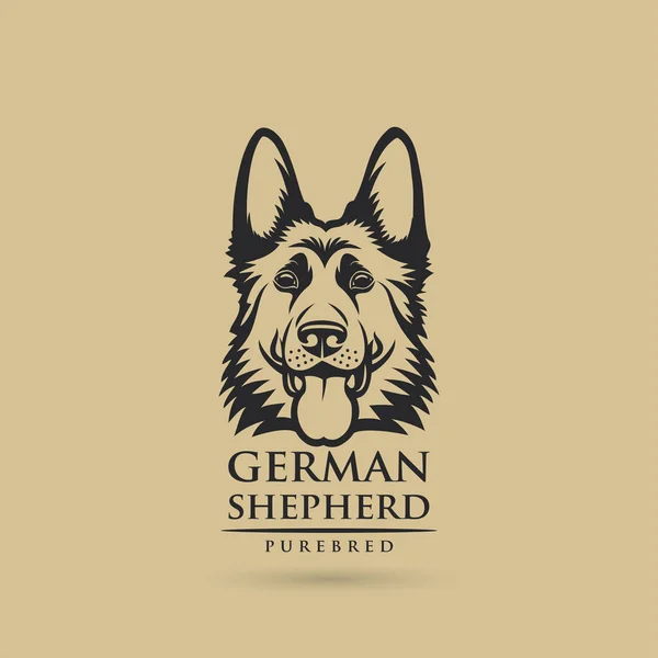 German Shepherd Dog Isolated Outlined Vector Illustration — Stock Vector