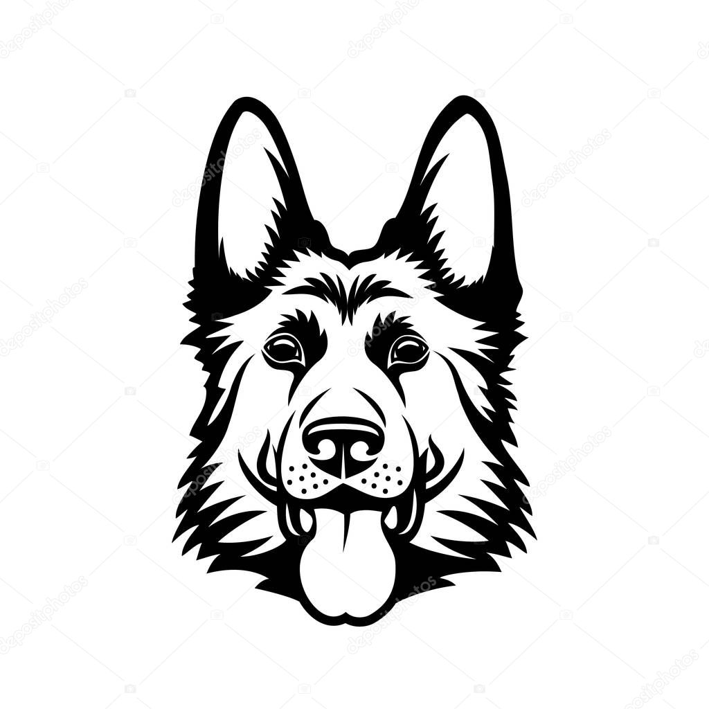 German Shepherd dog isolated outlined vector illustration
