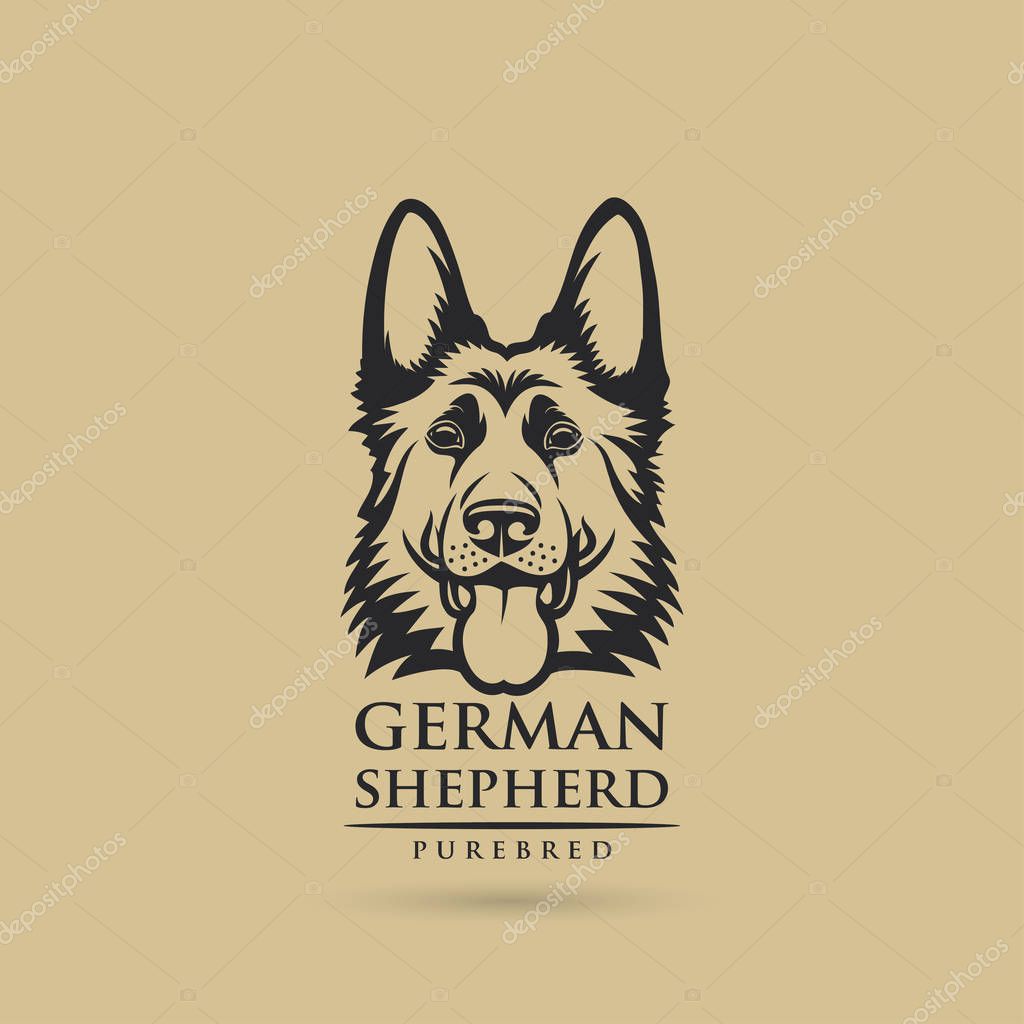 German Shepherd dog isolated outlined vector illustration