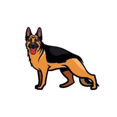 Beyaz Alman çoban köpek basit düz illüstrasyon izole,