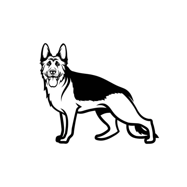 German Shepherd Dog Simple Flat Illustration Isolated White — Stock Vector
