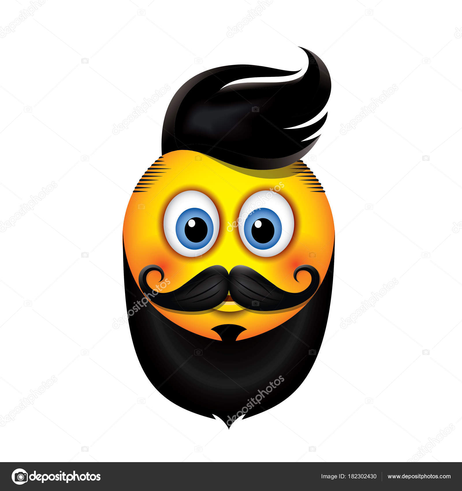 Emoticon Hipster Bonito Com Corte Cabelo Moda Bigodes Emoji