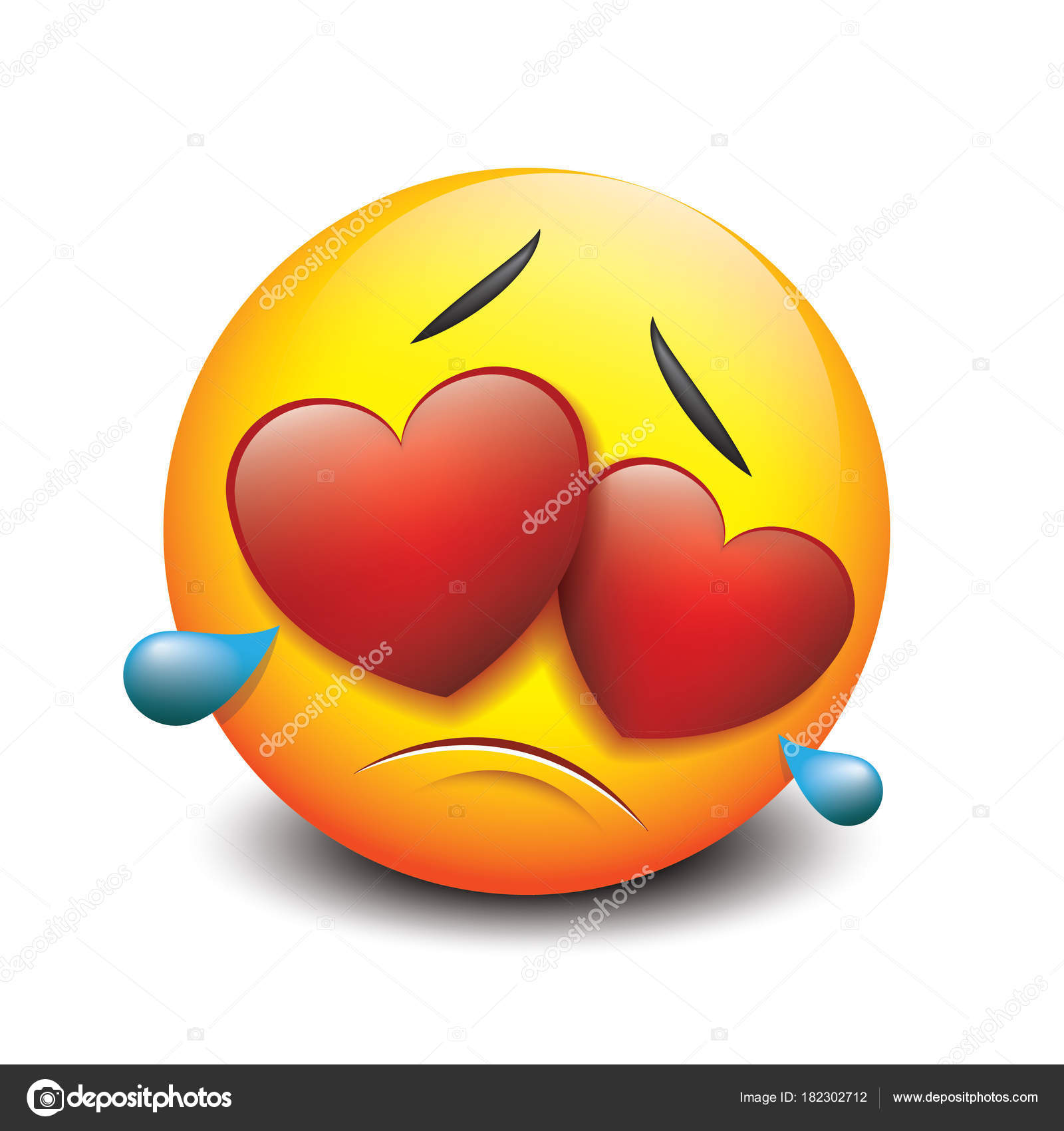 Cute Crying Sad Emoticon Love Emoji Smiley Vector Illustration ...