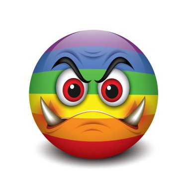 Canavar smiley yaban domuzu diş, ifade, emoji gülen yüz - vektör çizim ile