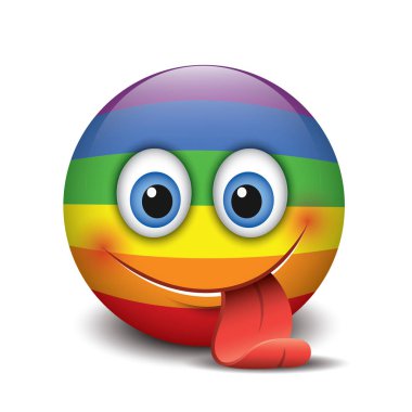 İfade gülümseyen, onun dilini - emoji - vektör çizim yapışmasını Cute