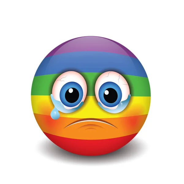 Sír Szomorú Érzelem Emoji Smiley Vektor Illusztráció — Stock Vector