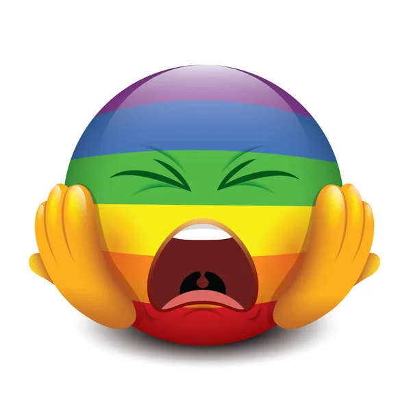 Panik Emoticon Mit Kopf Emoji Smiley Vektorillustration — Stockvektor