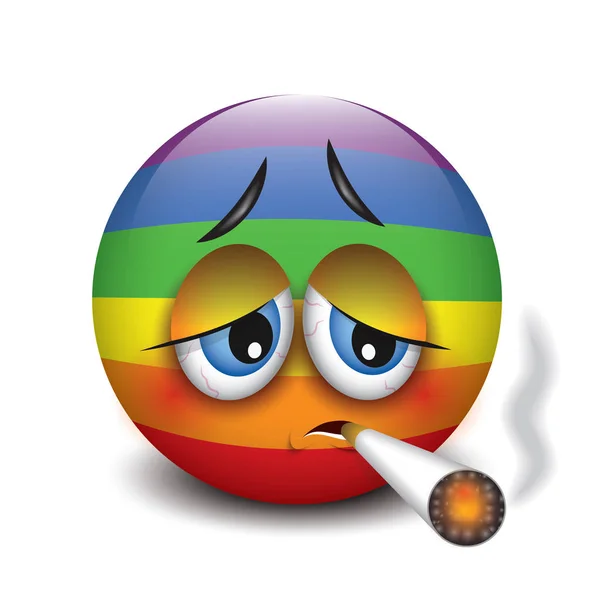 Emoticon Fumar Cigarro Emoji Smiley Ilustração Vetorial —  Vetores de Stock