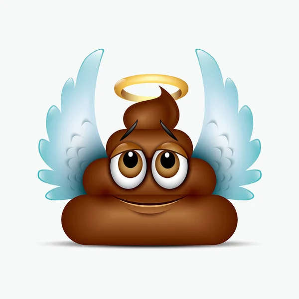 Angel Poo Emoticon Emoji Kak Gezicht Vectorillustratie — Stockvector
