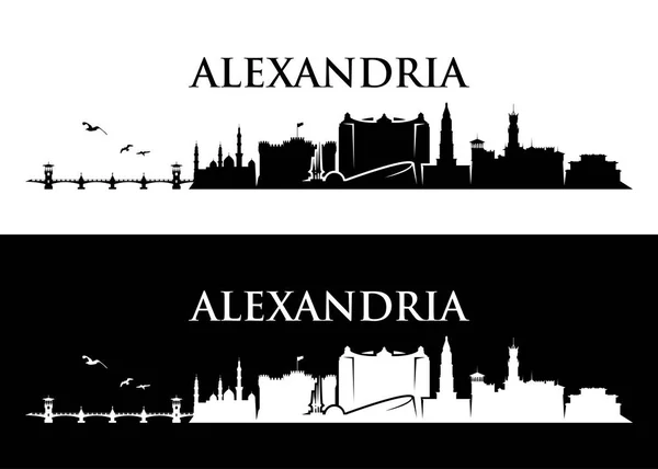 Silhouette Punti Riferimento Architettonici Sullo Skyline Alessandria — Vettoriale Stock