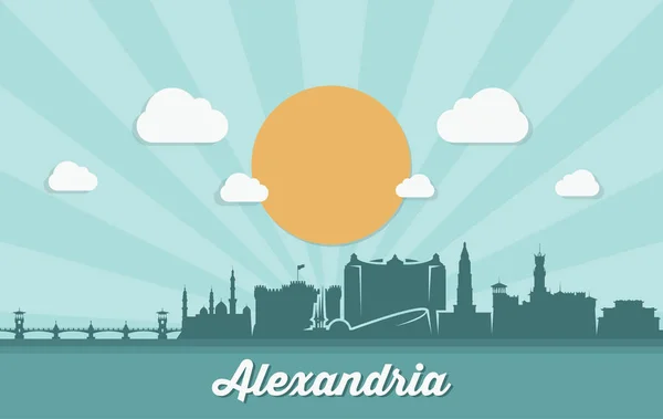 Silhouette Punti Riferimento Architettonici Sullo Skyline Alessandria — Vettoriale Stock