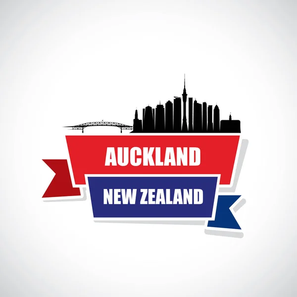 Silhouettes Monuments Architecturaux Sur Skyline Auckland — Image vectorielle