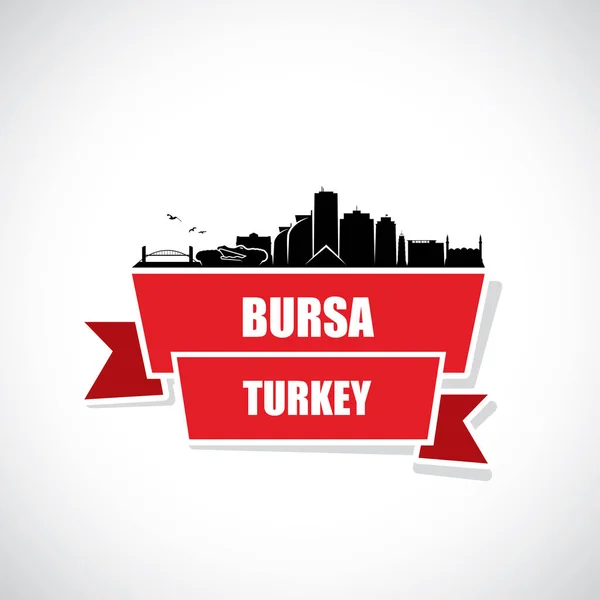 Silhuetas Marcos Arquitetônicos Horizonte Bursa Turquia — Vetor de Stock