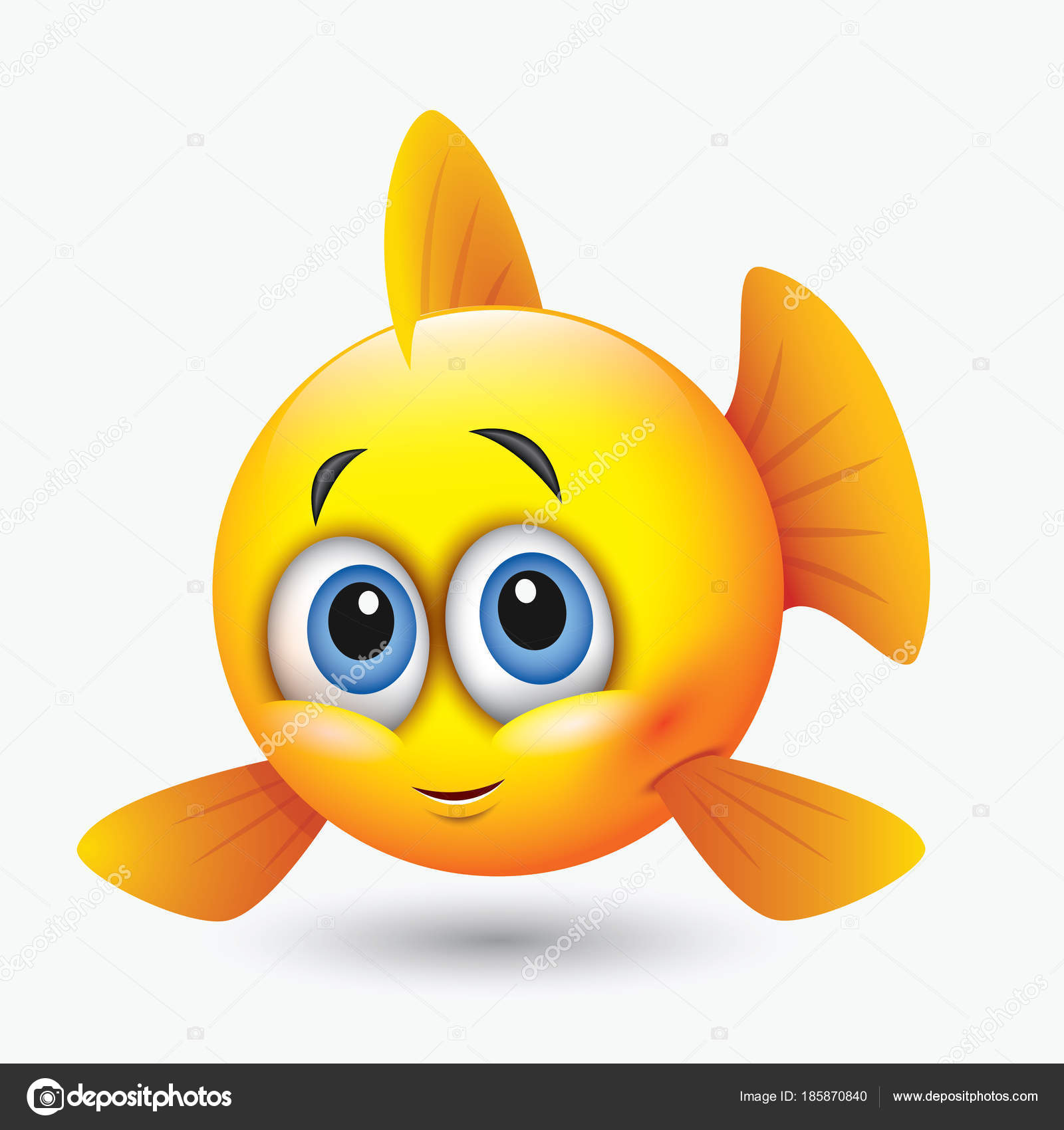 Cute Emoticon Image Yellow Fish Different Expressions Stock Vector