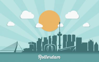 Manzarası, Rotterdam üzerinde mimari yapılarından siluetleri