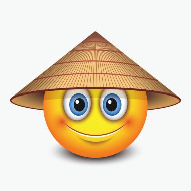 Cute emoticon in traditional Asian hat clipart