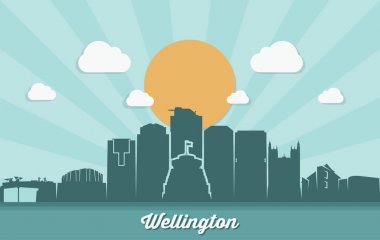 Manzarası, Wellington üzerinde mimari yapılarından siluetleri