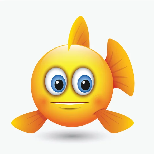 Cute Emoticon Image Yellow Fish Different Expressions — Stock Vector