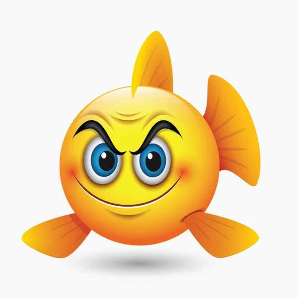 Emoticon Carino Immagine Pesce Giallo Con Diverse Espressioni — Vettoriale Stock