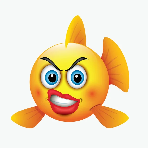 Emoticon Bonito Imagem Peixe Amarelo Com Expressões Diferentes — Vetor de Stock