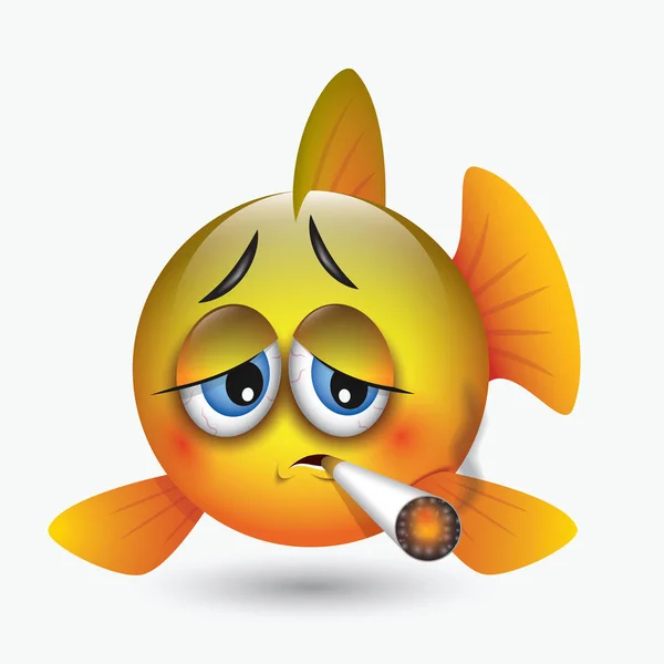 Симпатичный Смайлик Образе Желтой Рыбы Разными Выражениями — стоковый вектор