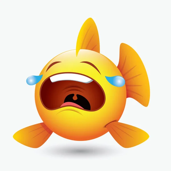 Niedliches Emoticon Bild Von Gelben Fischen Mit Verschiedenen Ausdrücken — Stockvektor