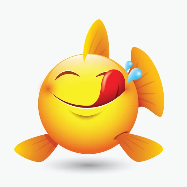 Emoticon Carino Immagine Pesce Giallo Con Diverse Espressioni — Vettoriale Stock