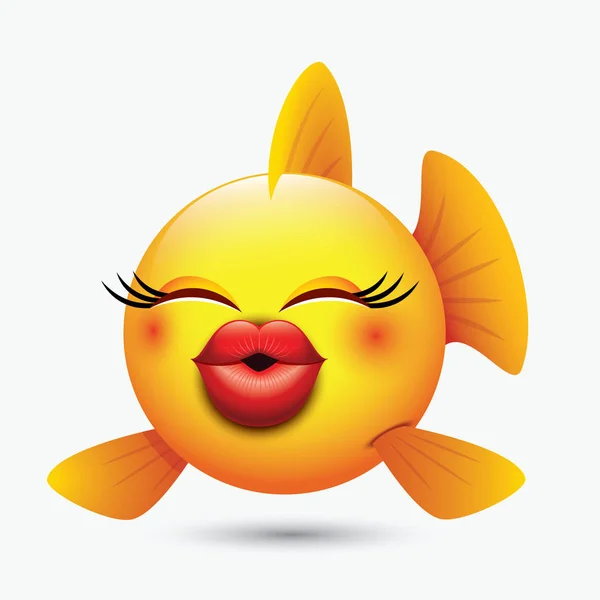 Χαριτωμένη Φατσούλα Εικόνα Κίτρινο Ψαριών Διαφορετικές Εκφράσεις — Διανυσματικό Αρχείο