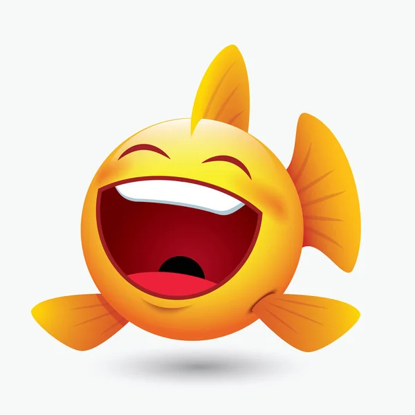 Niedliches Emoticon Bild Von Gelben Fischen Mit Verschiedenen Ausdrücken — Stockvektor