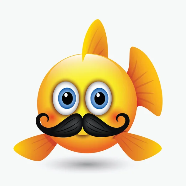 Χαριτωμένη Φατσούλα Εικόνα Κίτρινο Ψαριών Διαφορετικές Εκφράσεις — Διανυσματικό Αρχείο