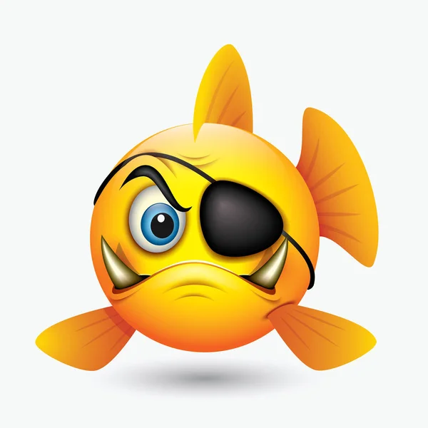 Emoticon Carino Immagine Pesce Giallo Con Diverse Espressioni — Vettoriale Stock