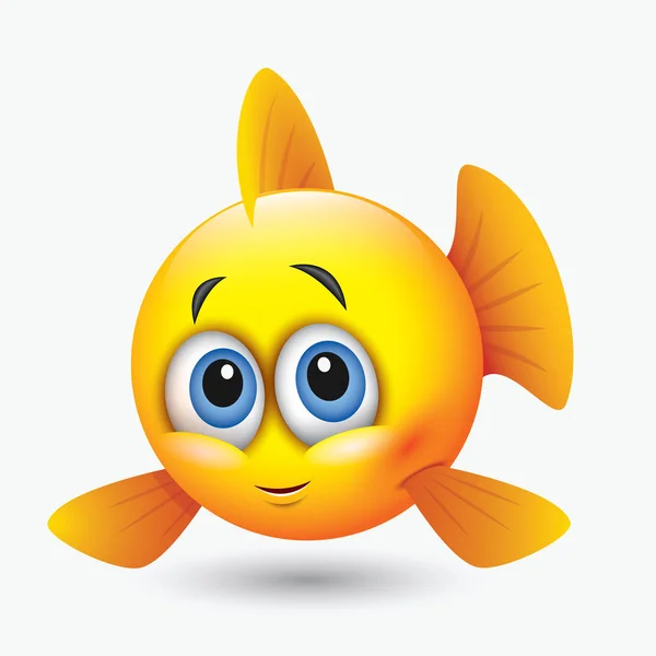 Emoticon Carino Immagine Pesce Giallo Con Diverse Espressioni — Vettoriale Stock