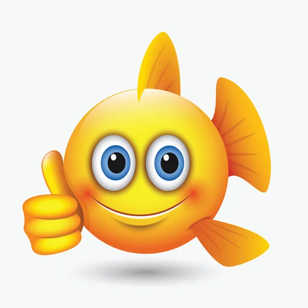 Emoticon Carino Immagine Pesce Giallo Con Diverse Espressioni — Vettoriale Stock