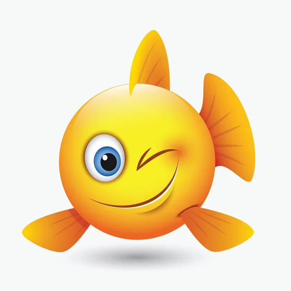 Cute Emoticon Image Yellow Fish Different Expressions — Stock Vector