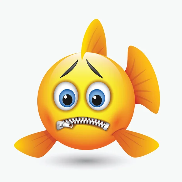 Roztomilý Emotikony Obrazu Žlutá Ryba Různými Výrazy — Stockový vektor