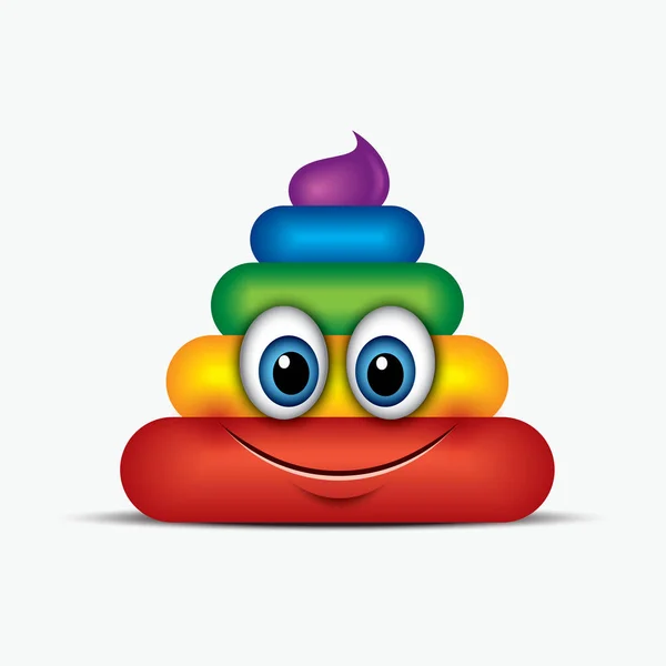 Schattig Regenboog Kak Emoticon — Stockvector