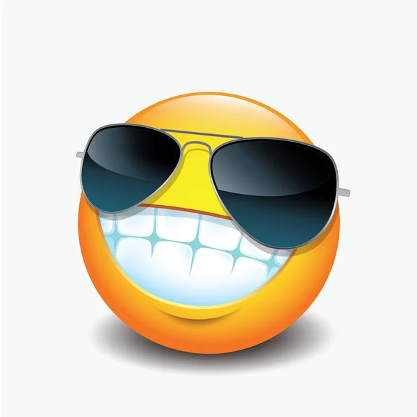 Emoticon Bonito Com Sorriso Dente Óculos Sol —  Vetores de Stock