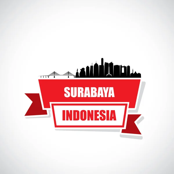 Silhouetten Architektonischer Wahrzeichen Der Skyline Von Surabaya — Stockvektor