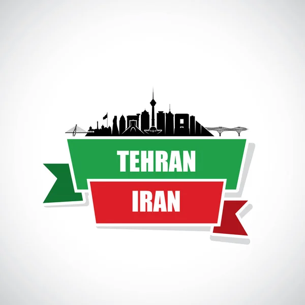 Silhouette Punti Riferimento Architettonici Sullo Skyline Teheran — Vettoriale Stock