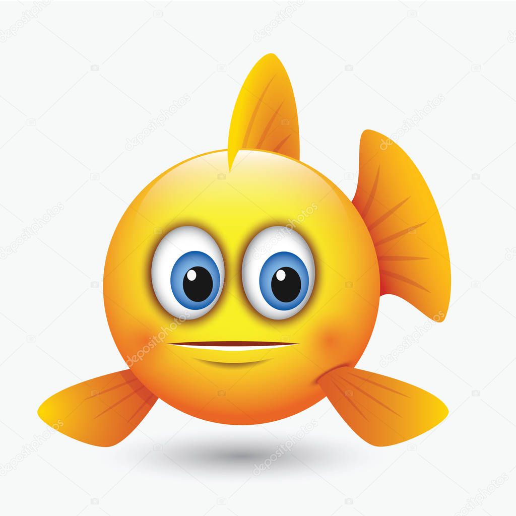 Cute emoticon in image of yellow fish with different expressions.