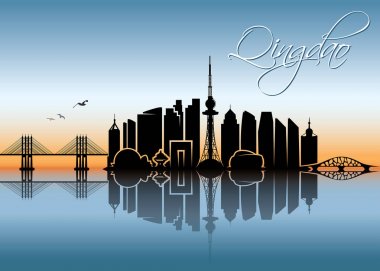 Qingdao manzarası - Chine - vektör çizim