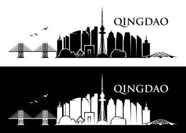 Qingdao manzarası - Chine - vektör çizim