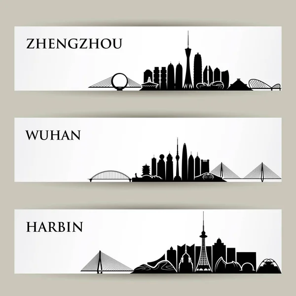 Ciudad Skylines China Ilustración Vectorial — Archivo Imágenes Vectoriales