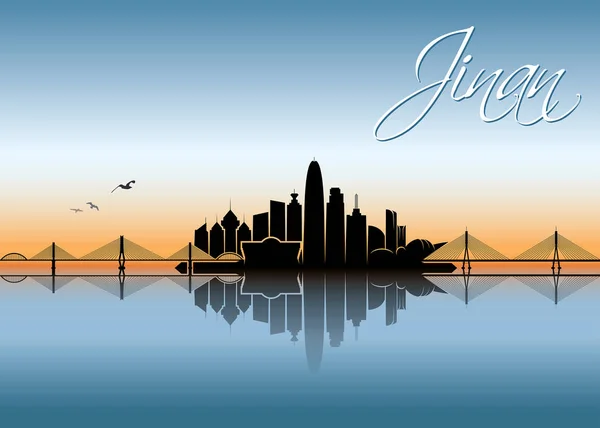 Jinan Skyline China Vector Illustration — Stock Vector