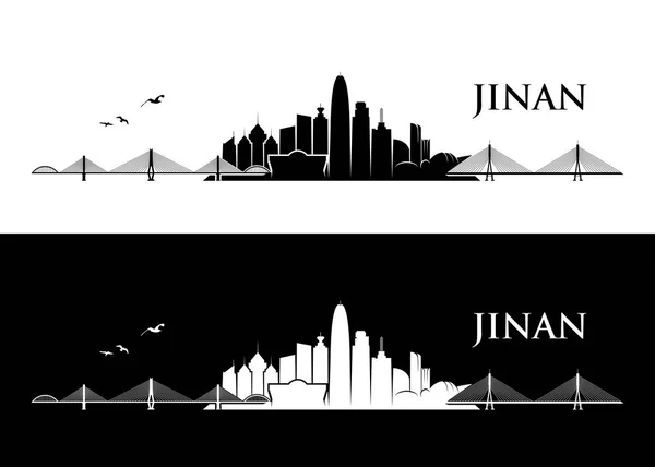 Jinan Skyline China Gambar Vektor - Stok Vektor