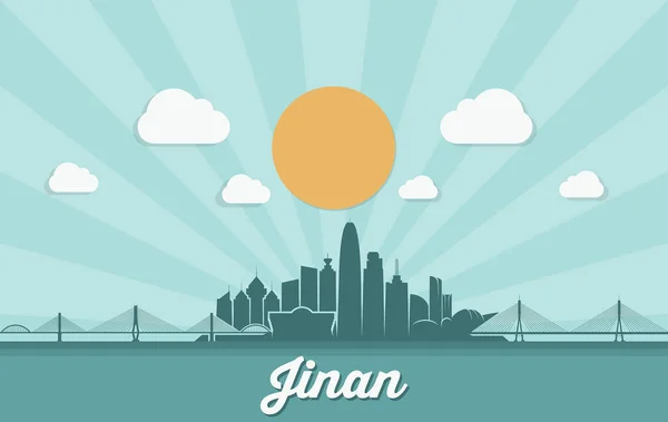 Skyline Jinan Cina Illustrazione Vettoriale — Vettoriale Stock