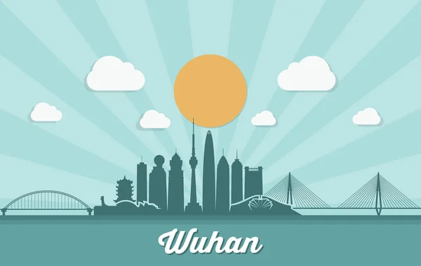 Wuhan Skyline China Vector Illustration — Stock Vector