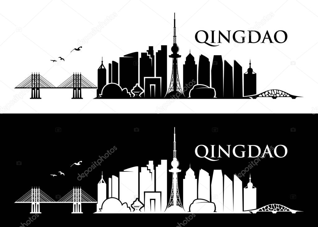 Qingdao skyline - Chine - vector illustration